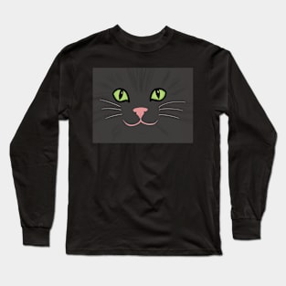 Gray Kitty Mask Long Sleeve T-Shirt